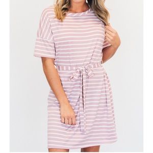 Striped Tie Waist Shift Dress